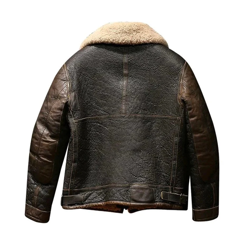 Men  Airforce Sheepskin Dark Brown A 2 Military Bomber Leather Flight Jacket - bombersflight