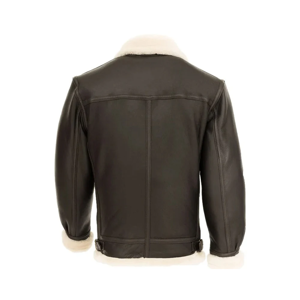 New Men Sheepskin Shearling Genuine Leather Flight Jacket - bombersflight