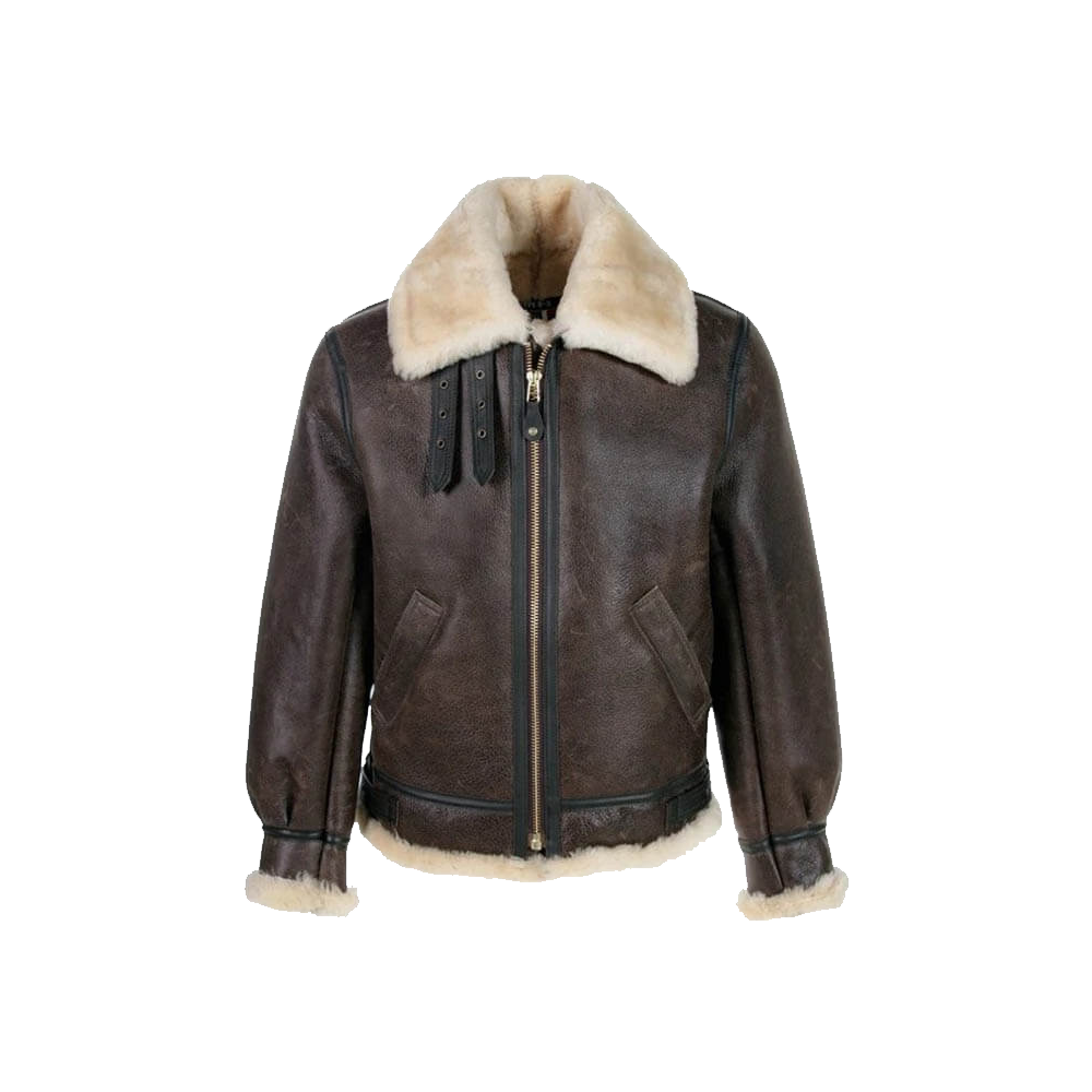 Men Sheepskin Classic B-3 Leather Bomber Flight Jacket - bombersflight