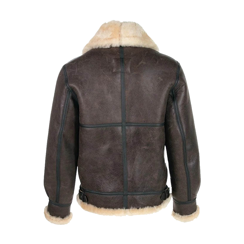 Men Sheepskin Classic B-3 Leather Bomber Flight Jacket - bombersflight