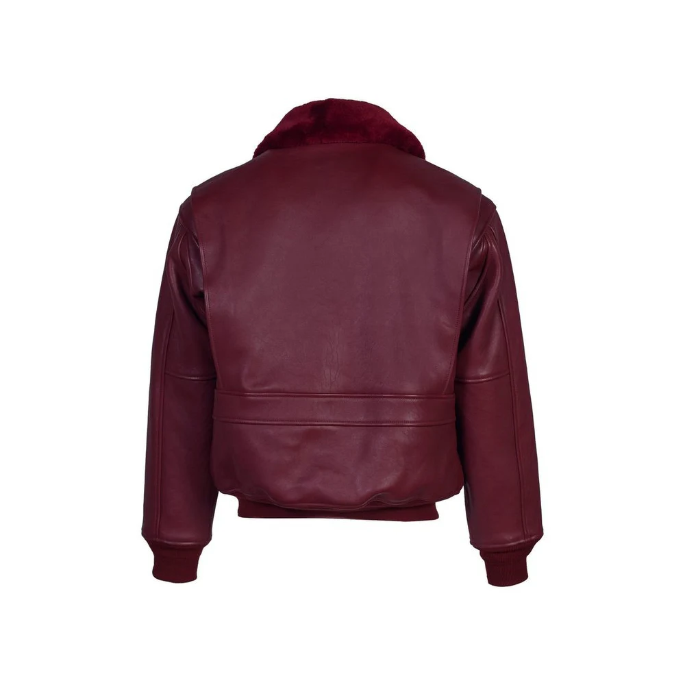 New Burgundy G-1 Flight  Sheepskin Leather Bomber Jacket For Men