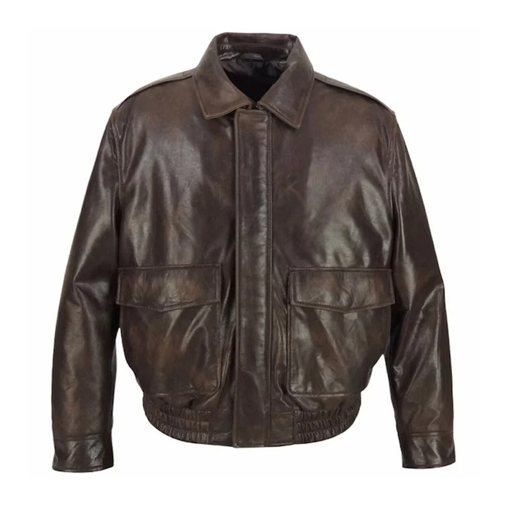 Sheepskin Brown A2 Flight Aviator Military Leather Bomber Jacket - bombersflight