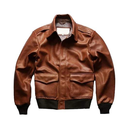 Mens New A2 Leather Sheepskin Flight Bomber Jacket - bombersflight