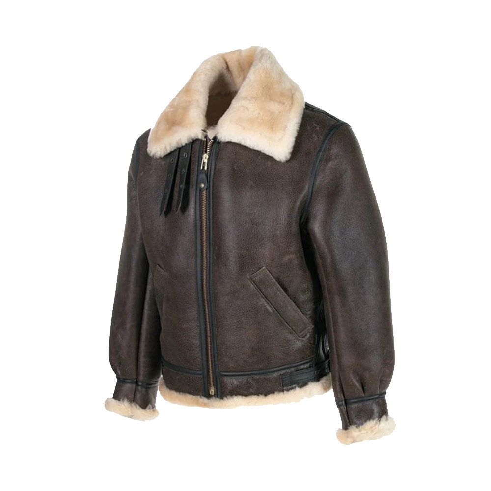 Men Sheepskin Classic B-3 Leather Bomber Flight Jacket - bombersflight