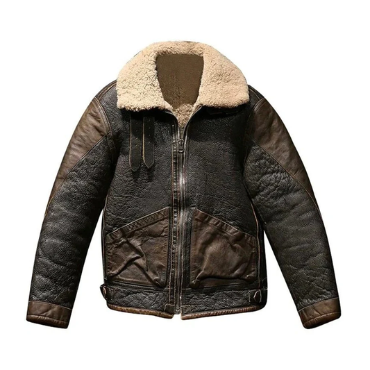 Men  Airforce Sheepskin Dark Brown A 2 Military Bomber Leather Flight Jacket - bombersflight