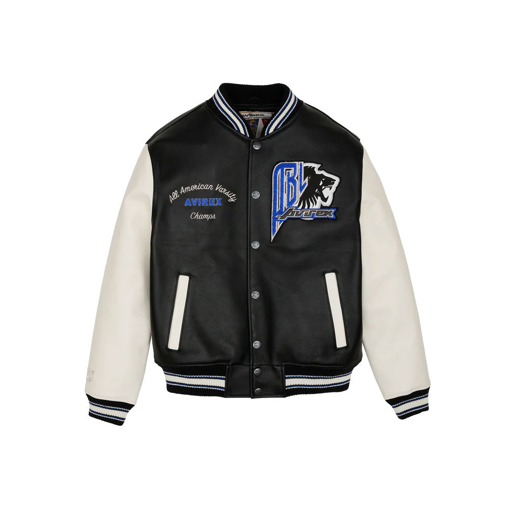 New Men Classic Avirex Black Lions varsity jacket