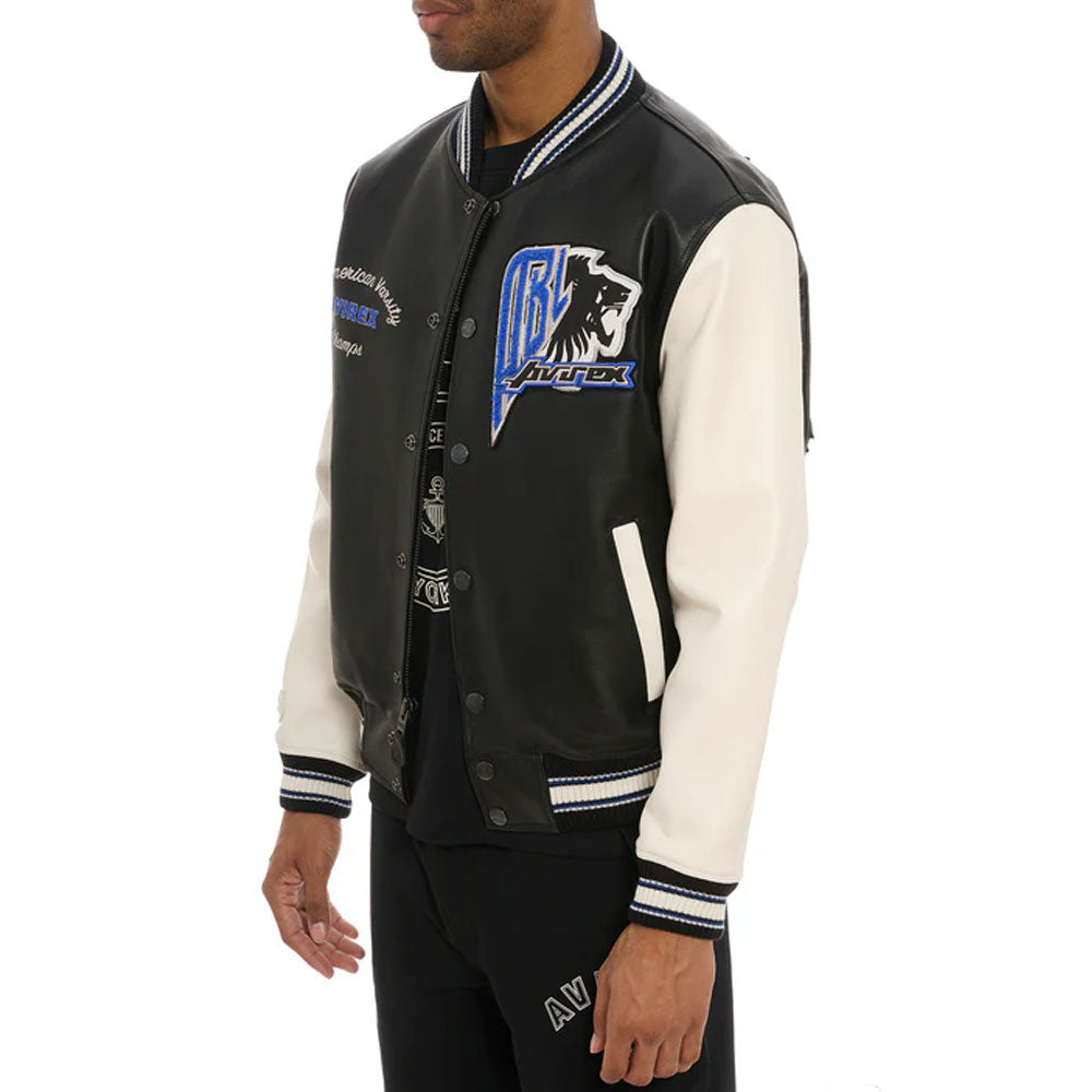 New Men Classic Avirex Black Lions varsity jacket