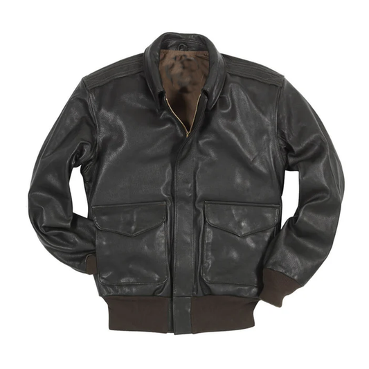 New Men Black Goatskin Leather A-2  Bomber Jacket