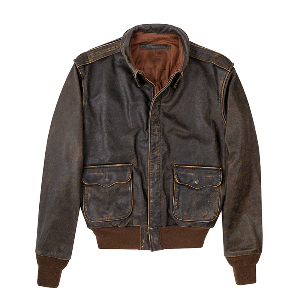 New Brown Sheepskin Bomber A-2 Leather Jacket For Men