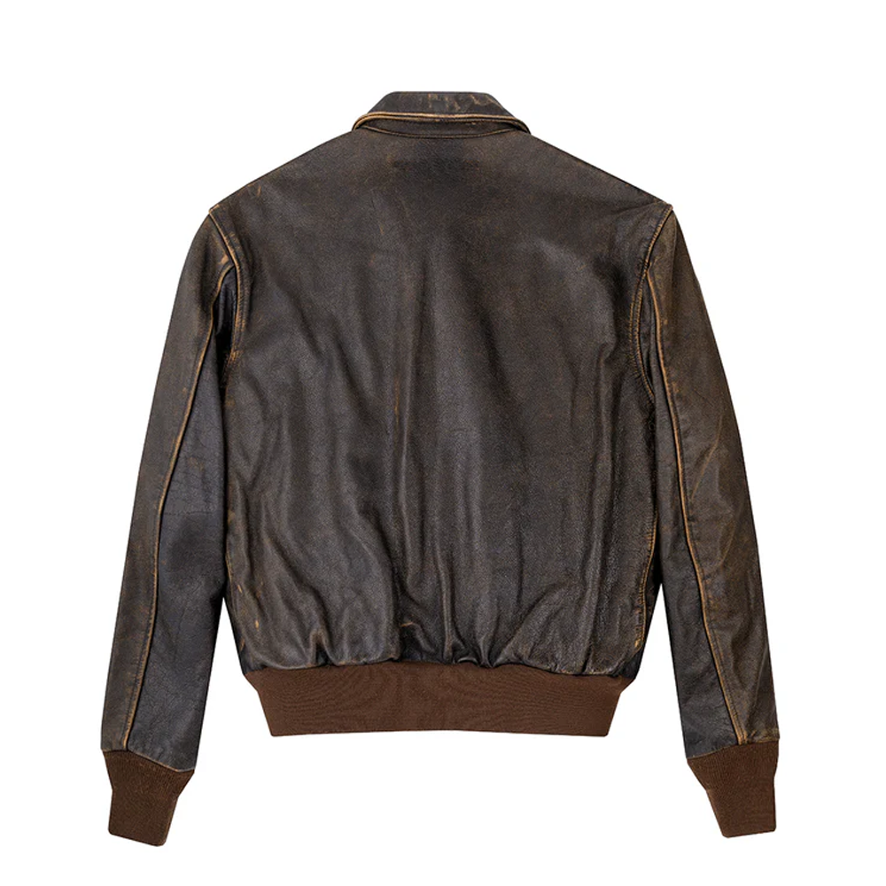 New Brown Sheepskin Bomber A-2 Leather Jacket For Men