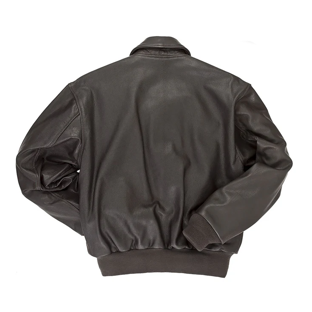 New Men Seepskin Leather A2 Bomber Jacket With Two front flap snap pockets