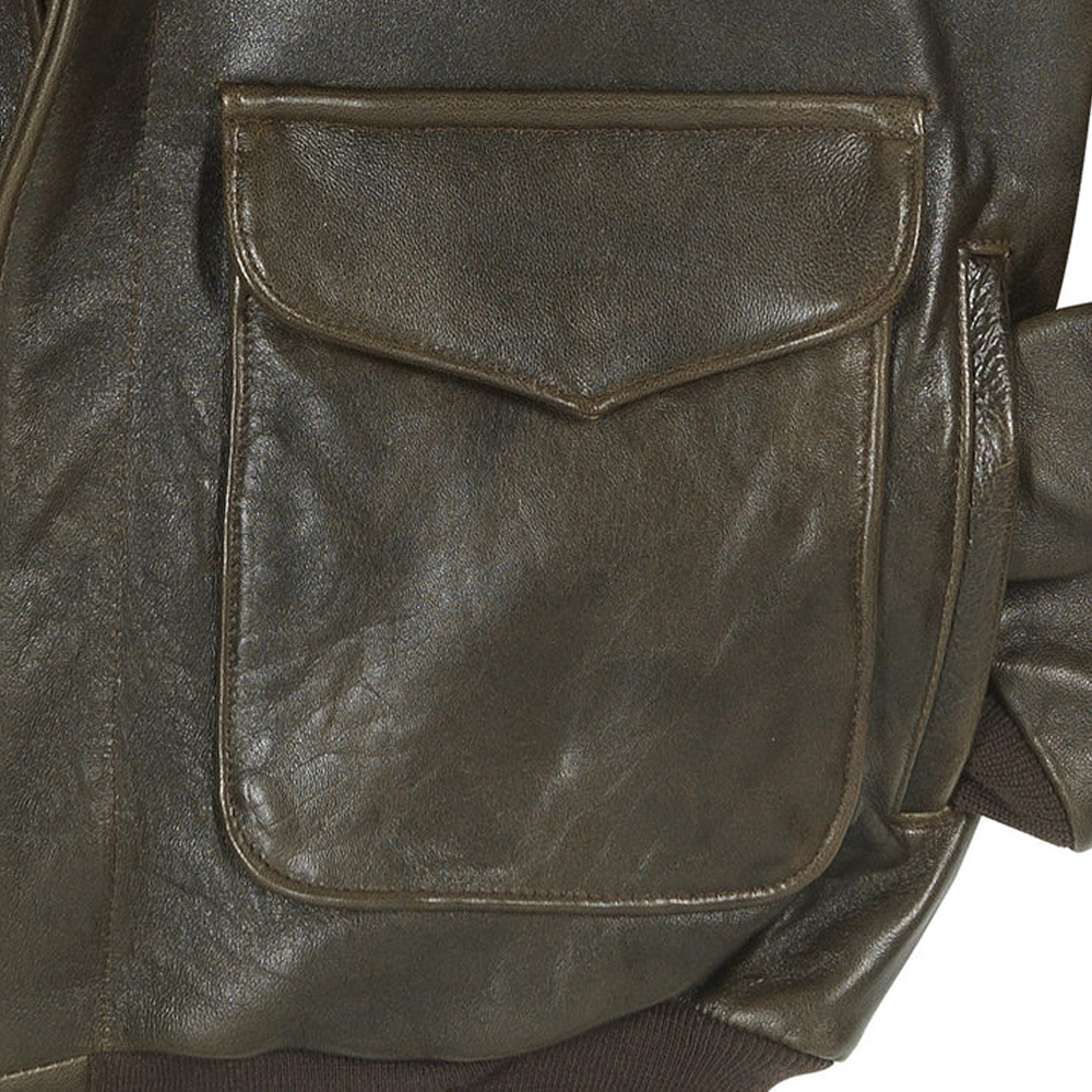 New Men Brown Antique Lambskin A2 Leather Bomber Jacket