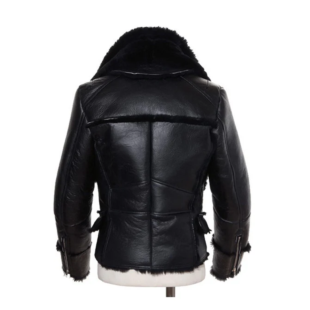 Men B3 Bomber Jacket Winter Wool Fur Shearling  Jacket