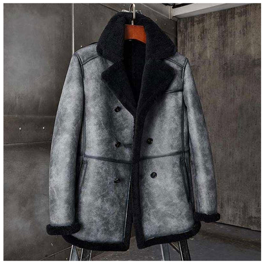 New B3 Bomber Shearling Long Coat B3 Hunting Jacket