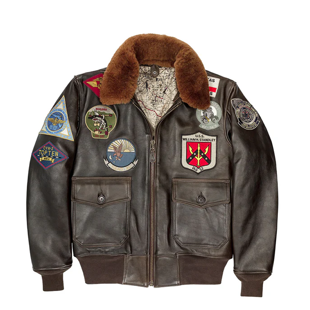 New Sheepskin Top Gun G-1 Leather Bomber Jacket With Two inside pockets