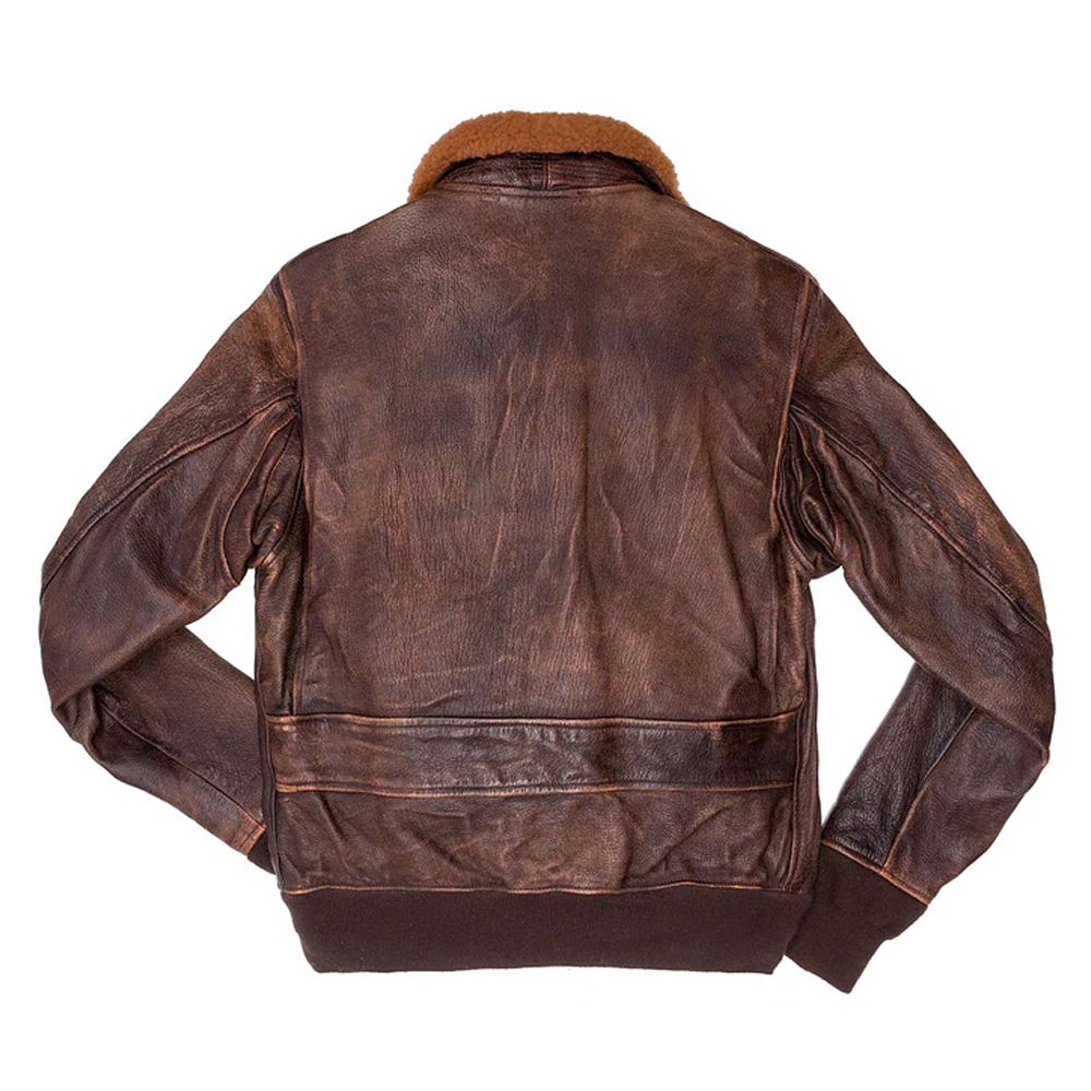 Men Brown Avenger Bomber Distressed Leather Jacket