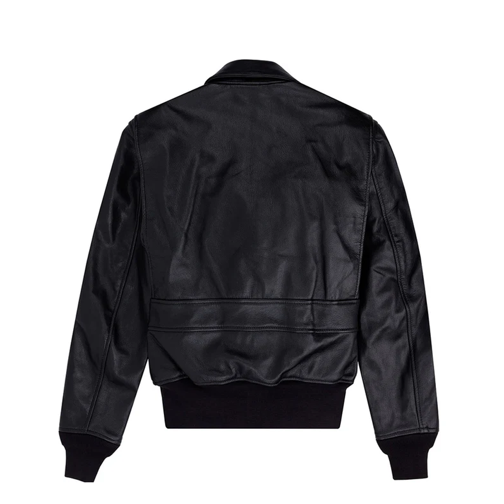 New Men Black Goatskin Leather Bomber Jacket