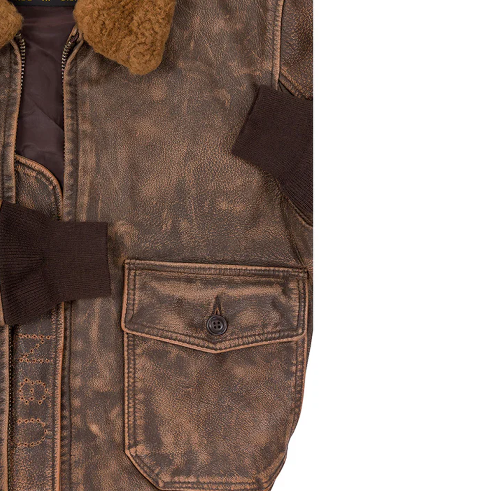 Men Brown Avenger Bomber Distressed Leather Jacket