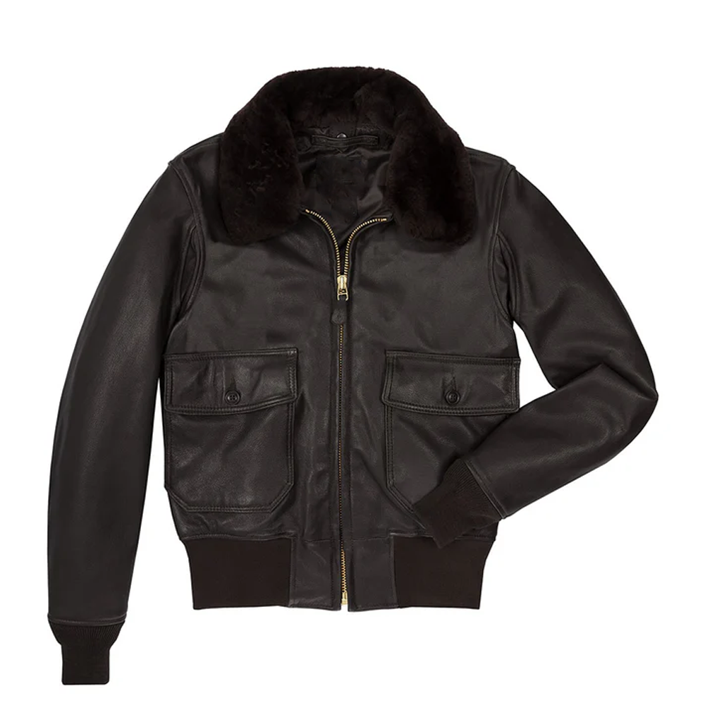 The fur-Collared G-1 Flight Jacket Sheepskin Leather Bomber Jacket