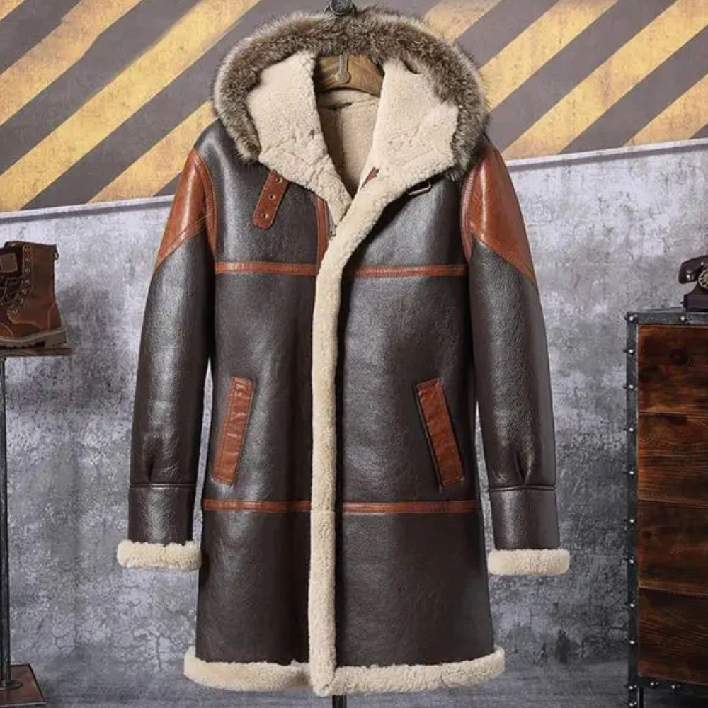 New Men's Hooded Bomber Shearling Leather Jacket Coat - bombersflight