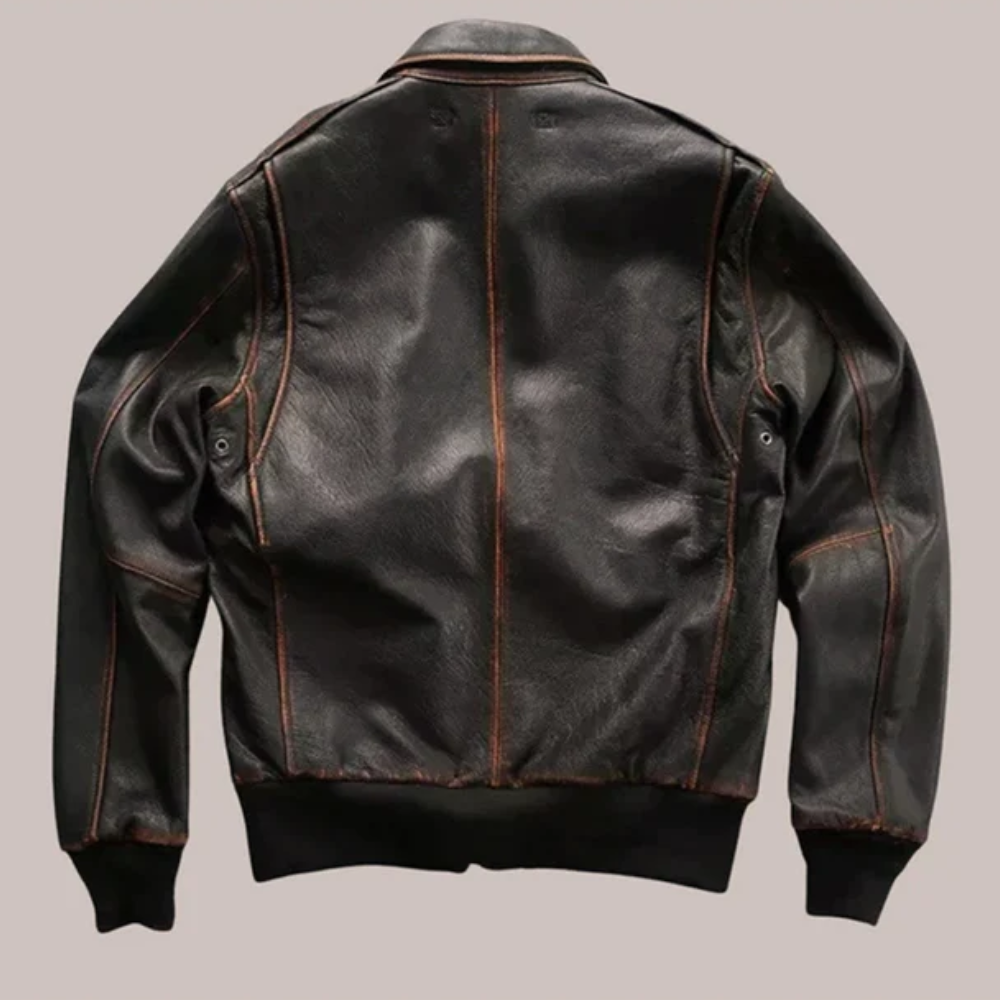 Men Aviator Military Pilot  Brown Leather Bomber Jacket - bombersflight