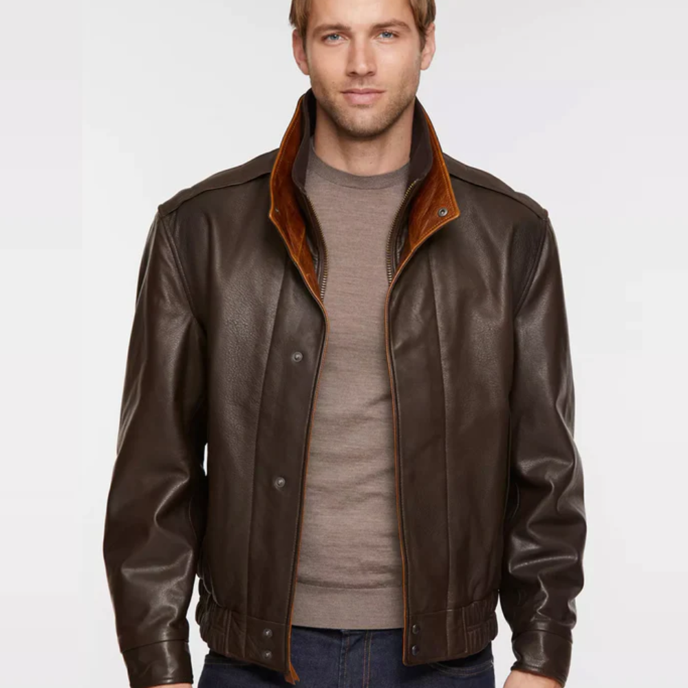 New Mens Pilot Brown Aviator Leather Jacket - bombersflight