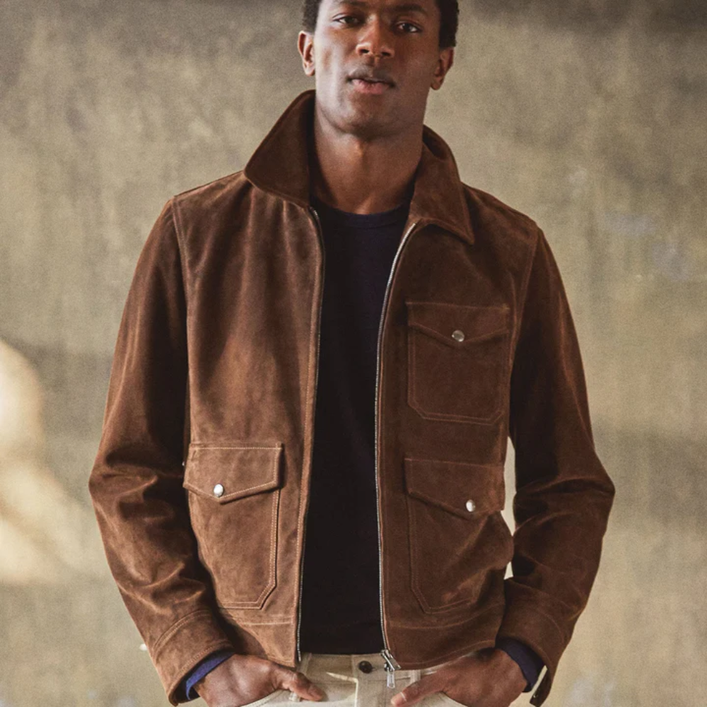 NEW MEN'S TAN BROWN SUEDE LEATHER BOMBER JACKET - bombersflight