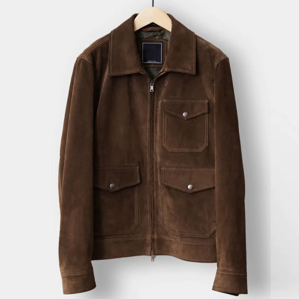 NEW MEN'S TAN BROWN SUEDE LEATHER BOMBER JACKET - bombersflight