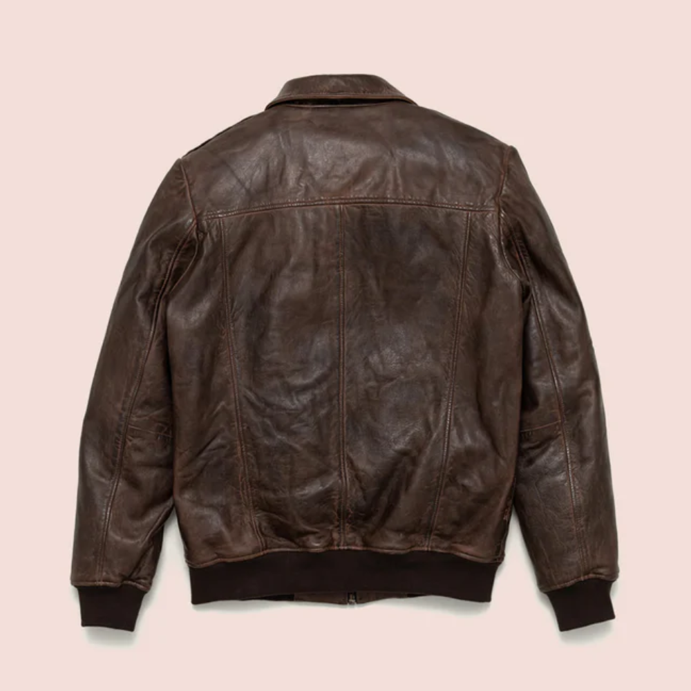 New Men's Vintage Lambskin A2 Brown Leather Bomber Jacket