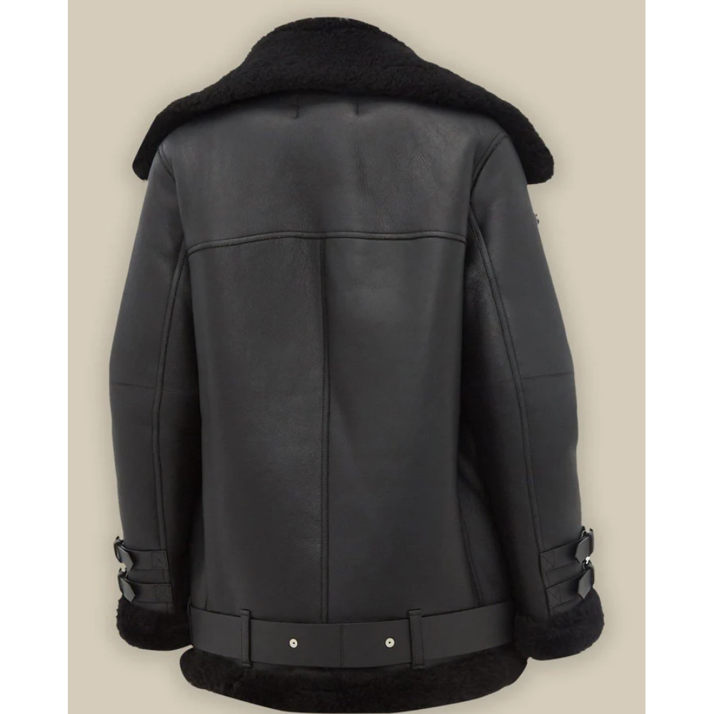 Black Women Pitch B3 Shearling Leather Jacket