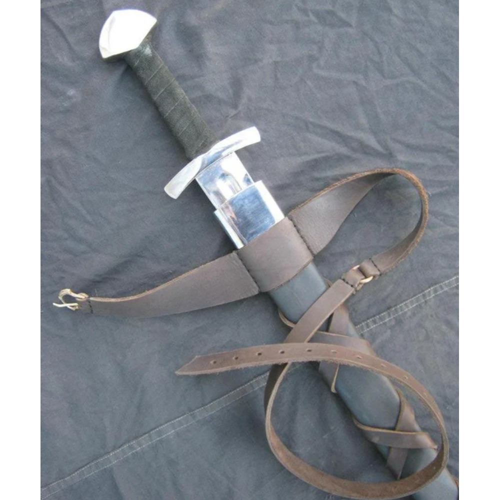 CLASSIC MEDIEVAL STEEL SWORD WITH STEEL SHEATH COVER WITH LEATHER