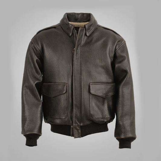 Mens Vintage Lambskin Brown Flying Leather Jacket - bombersflight