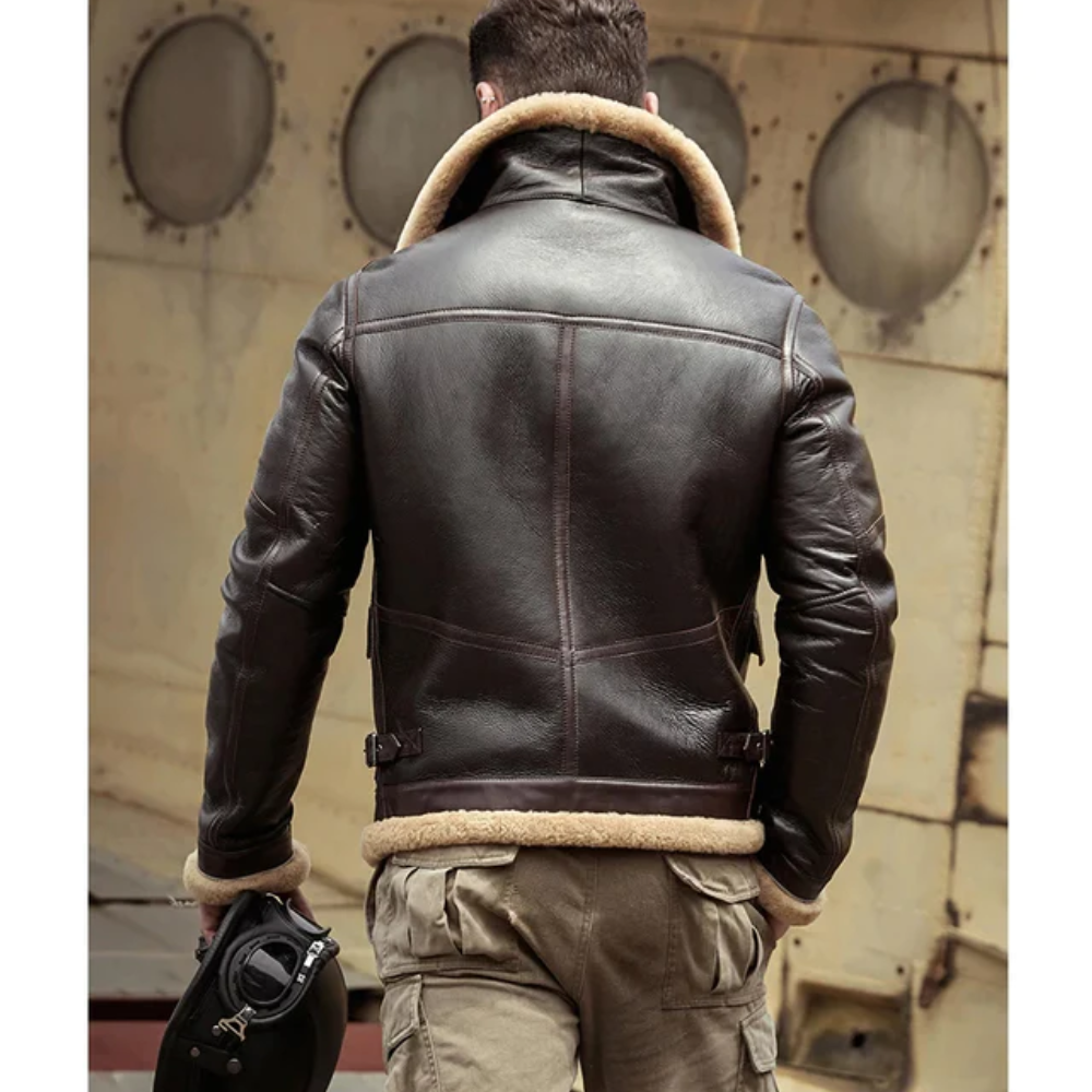 New Mens Brown Sheepskin Shearling Leather Jacket - bombersflight