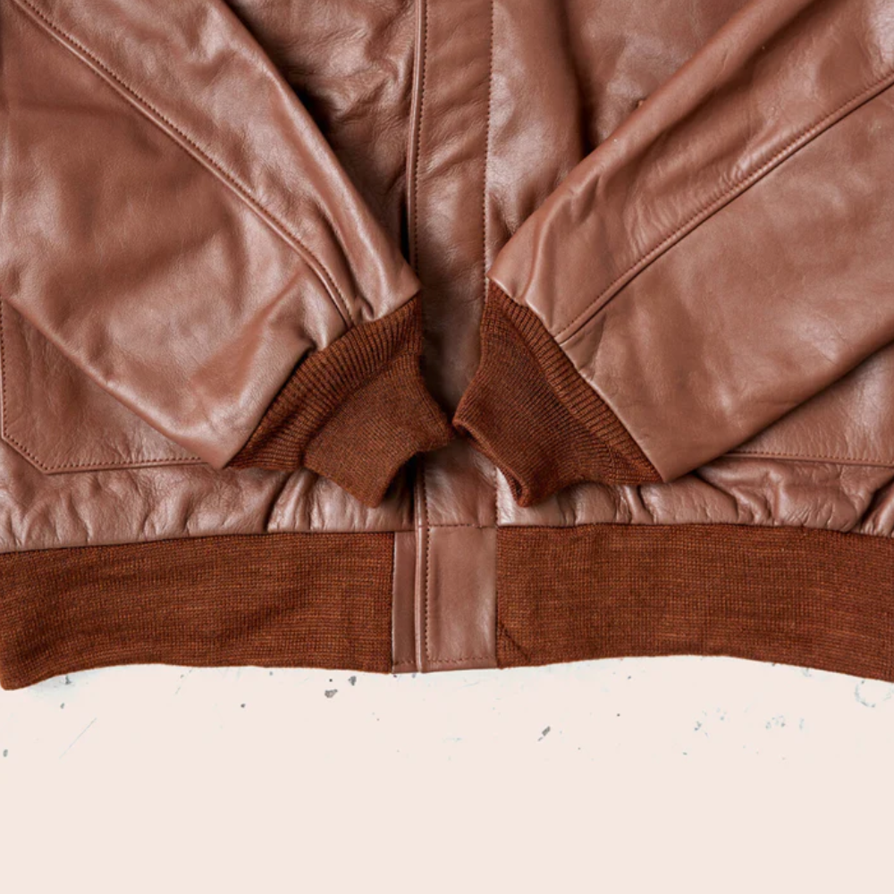 New Men Lambskin  Brown  Leather Bomber Jacket - bombersflight