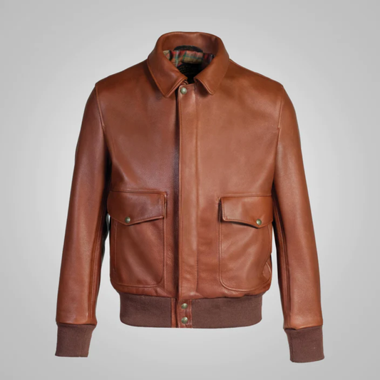 New Mens Brown RAF Flying Leather Bomber Jacket - bombersflight