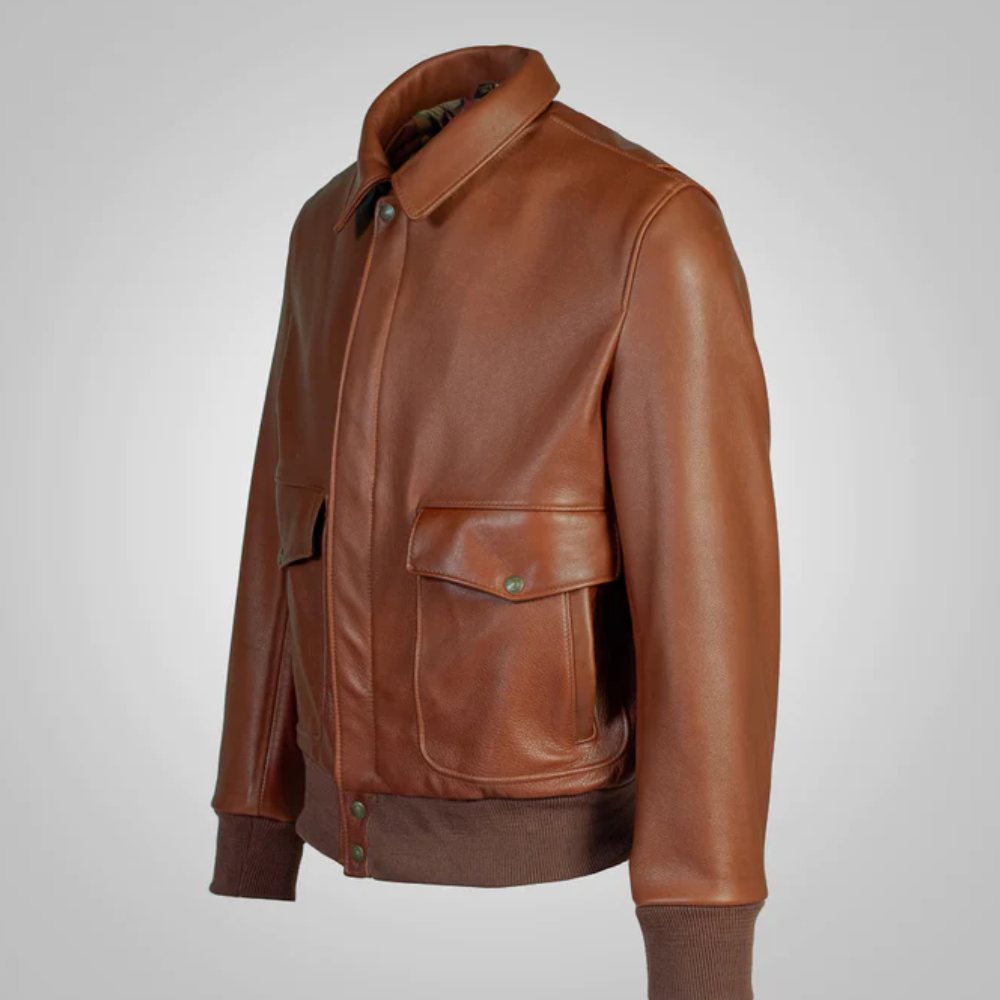 New Mens Brown RAF Flying Leather Bomber Jacket - bombersflight