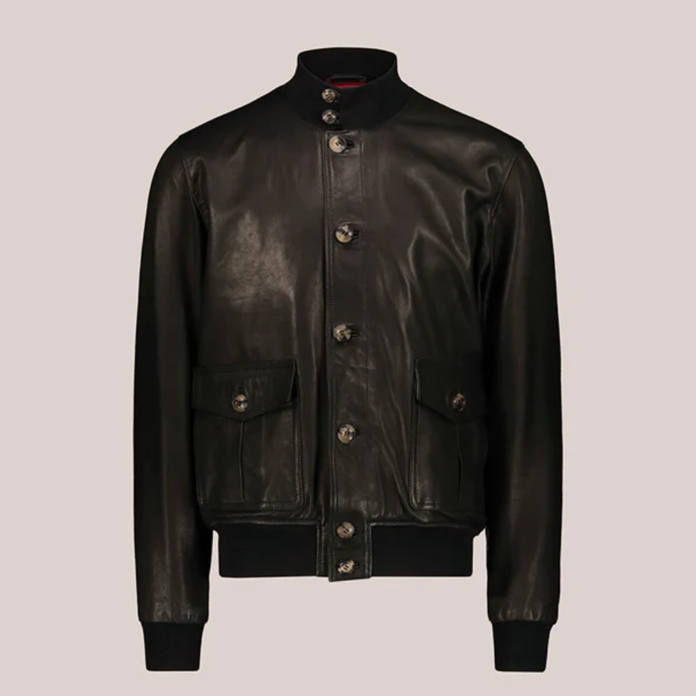 New Men Black Flight Lambskin Leather Bomber Jacket - bombersflight