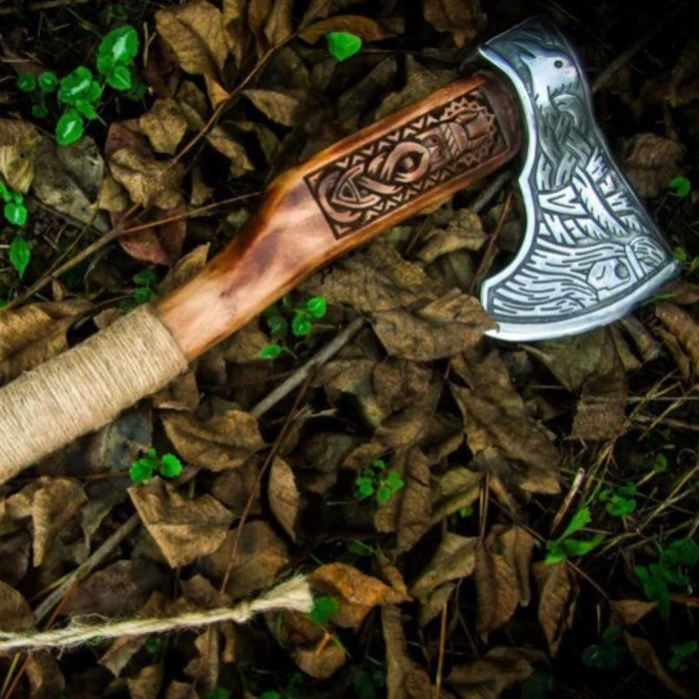 Viking  birch wood and steel  axe