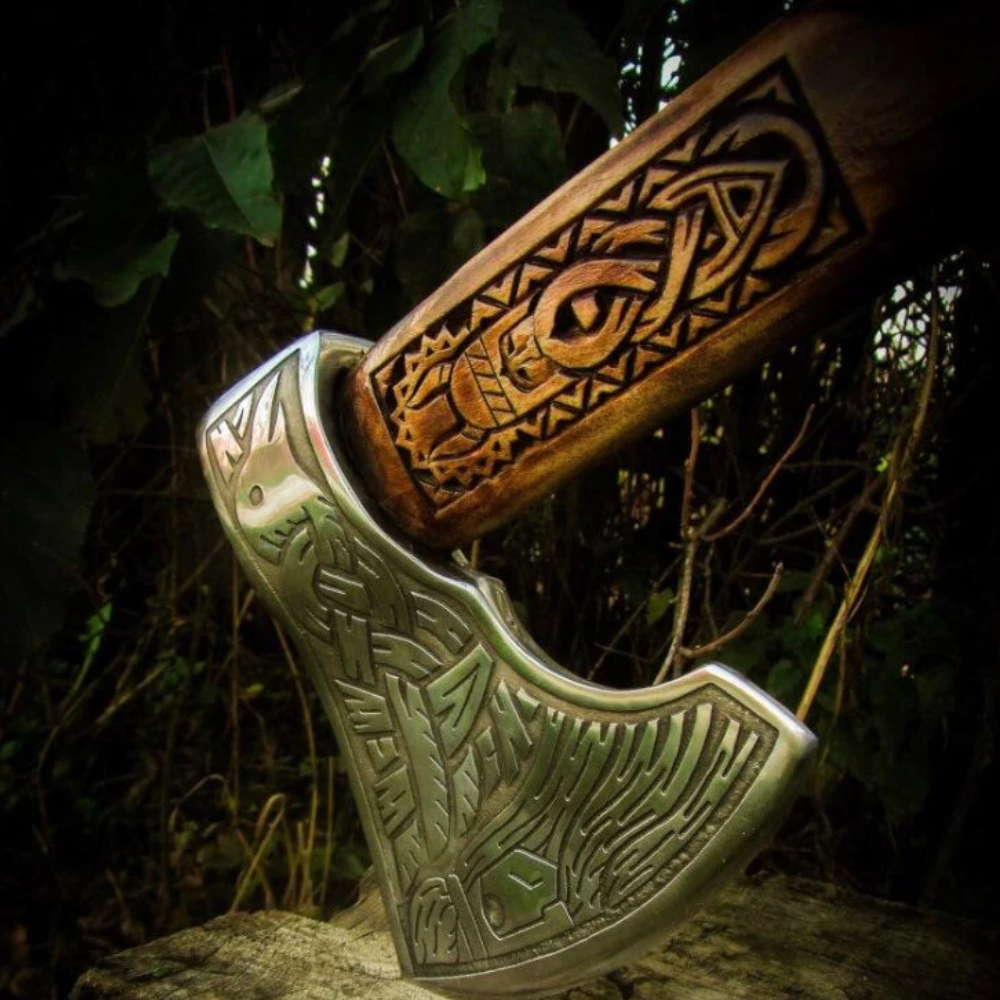 Viking  birch wood and steel  axe