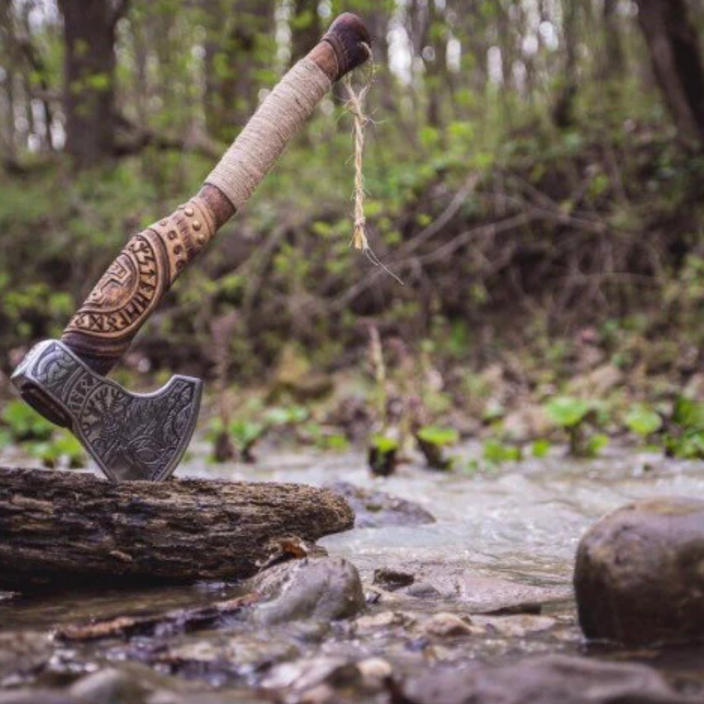 Large Hand-Forged Viking Butcher's Axe Crafted with Tradition