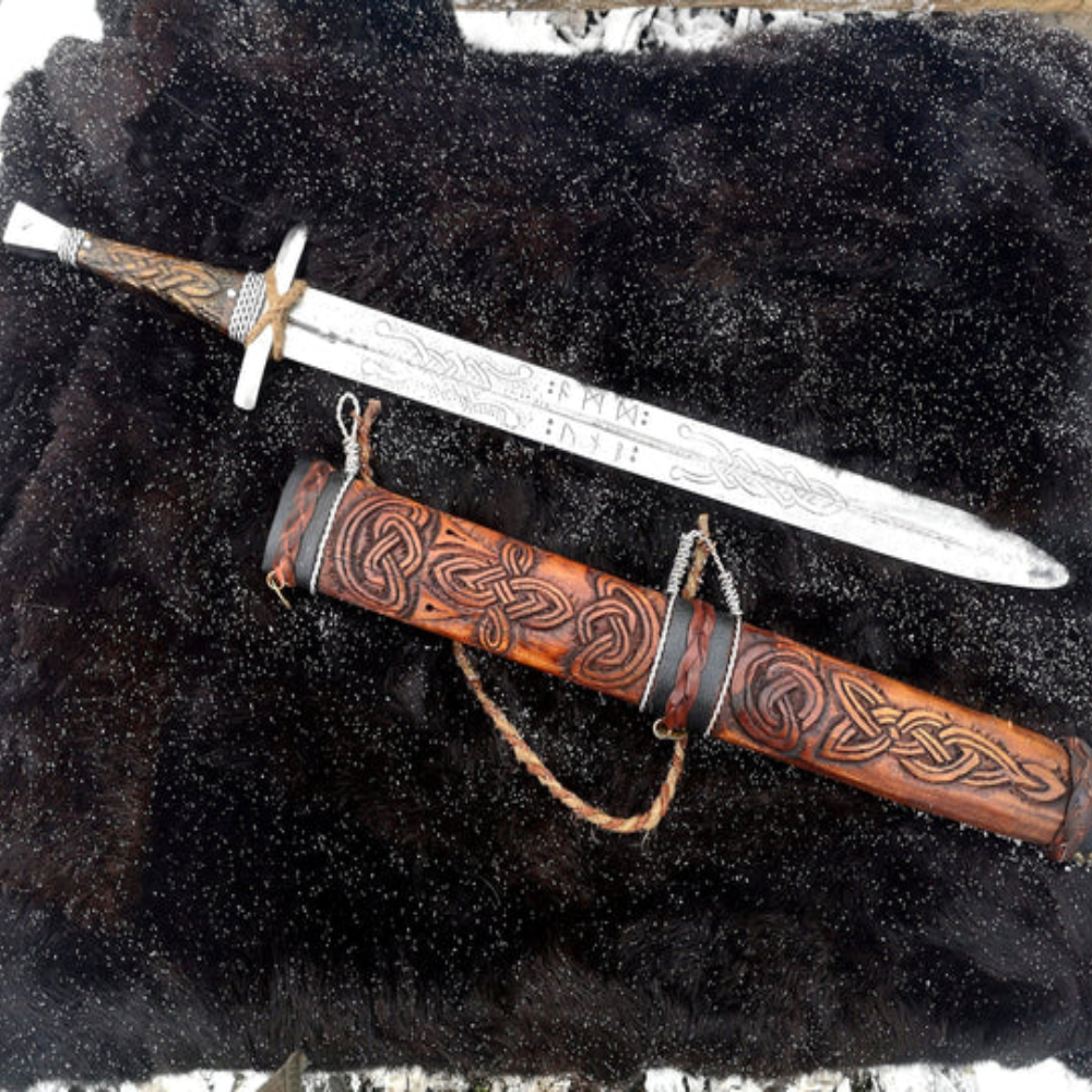 MEDIEVAL VIKING SWORD WITH WODDEN SHAPE HANDMADE COVER