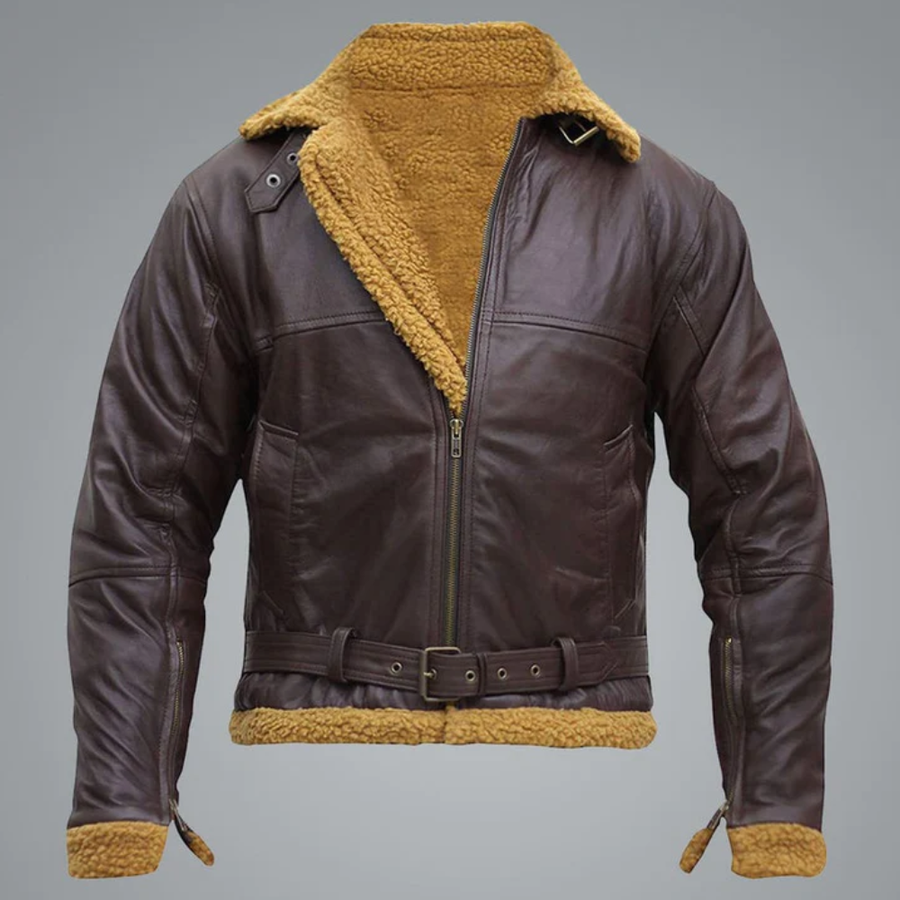 New Men Flying Aviator Sheepskin Shearling Bomber Leather Jacket - bombersflight