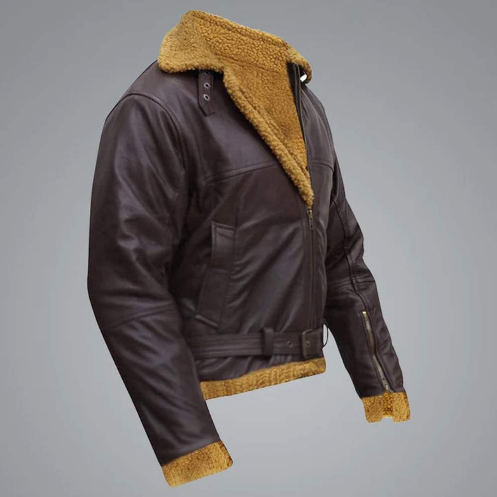 New Men Flying Aviator Sheepskin Shearling Bomber Leather Jacket - bombersflight