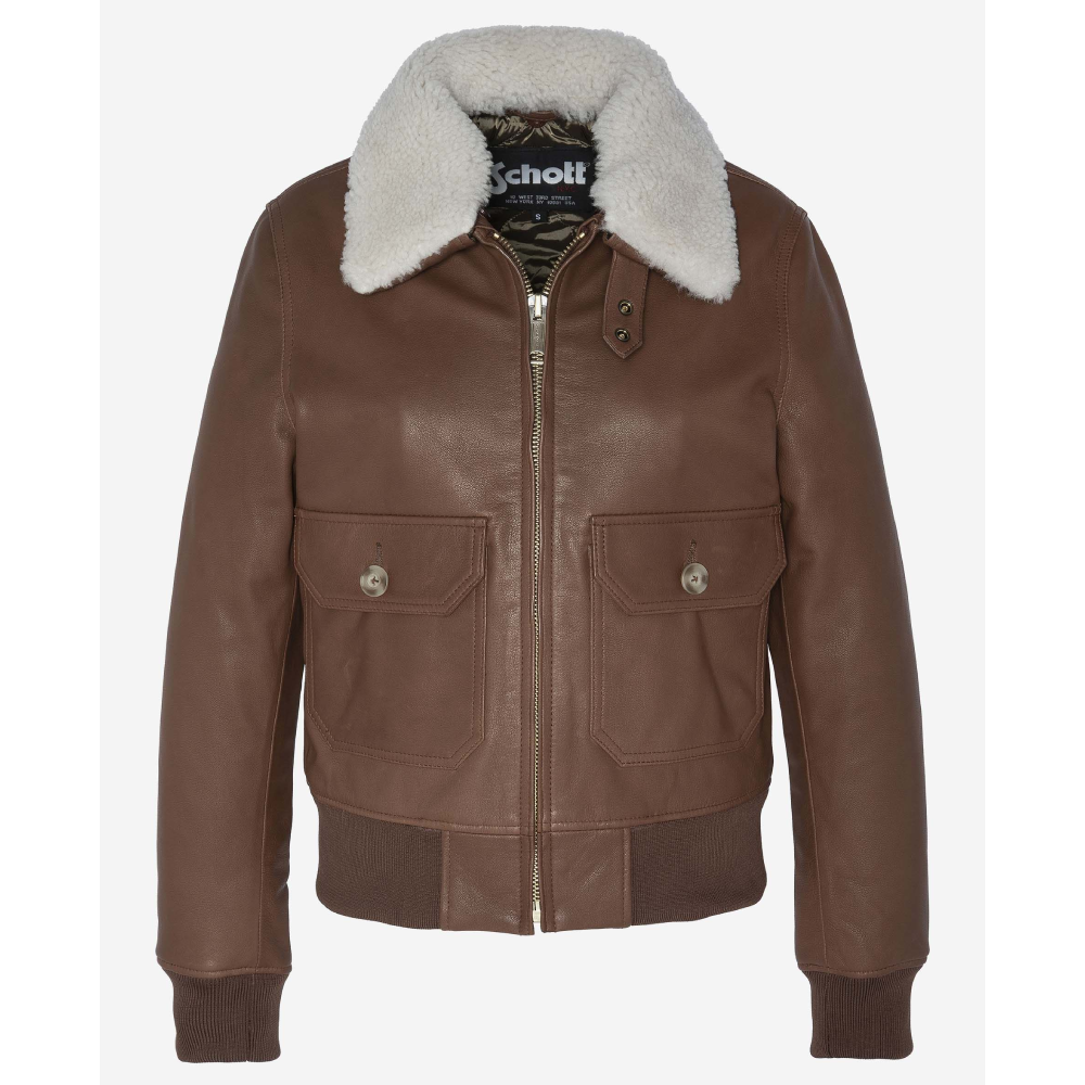 WOMEN's G-1 pilot jacket,BROWN  goat leather