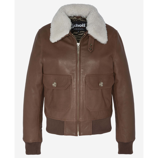 WOMEN's G-1 pilot jacket,BROWN  goat leather