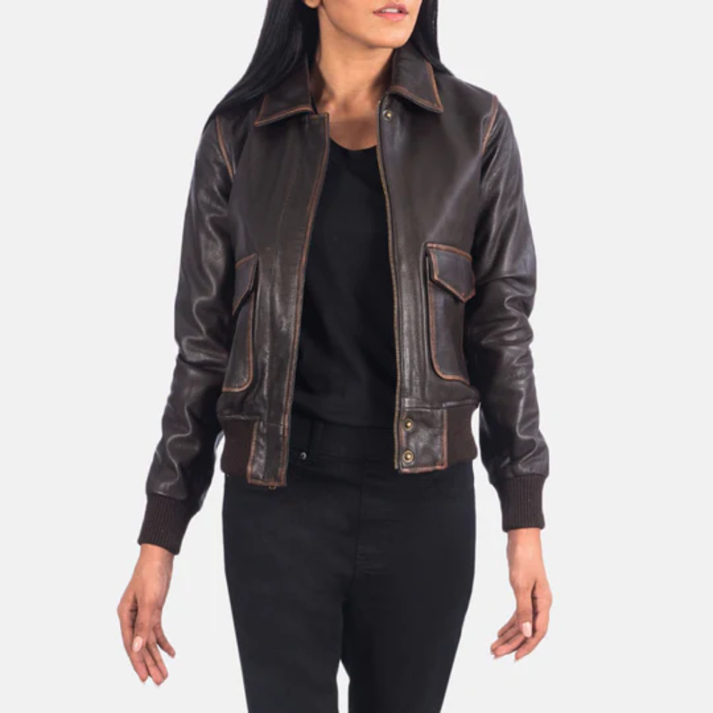 Brown Westa A-2 Bomber Leather Jacket