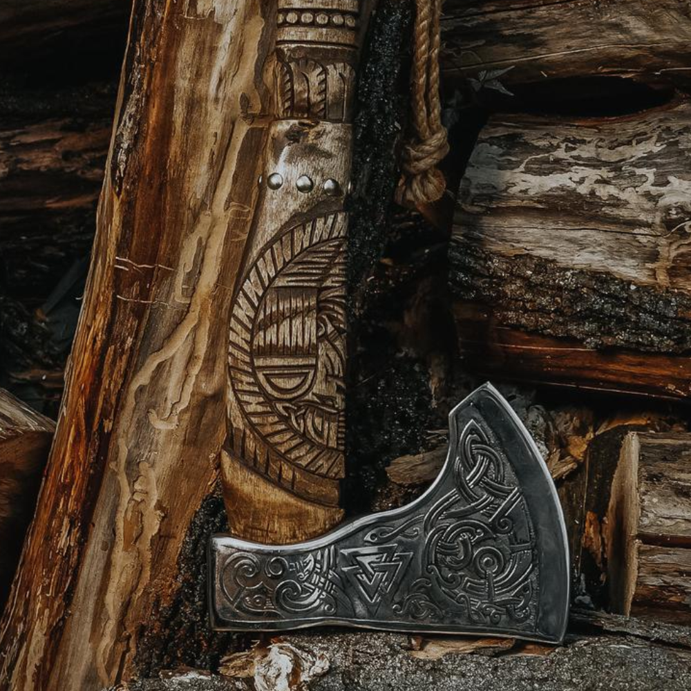 Engraved viking axe Fully functional  100% handmade