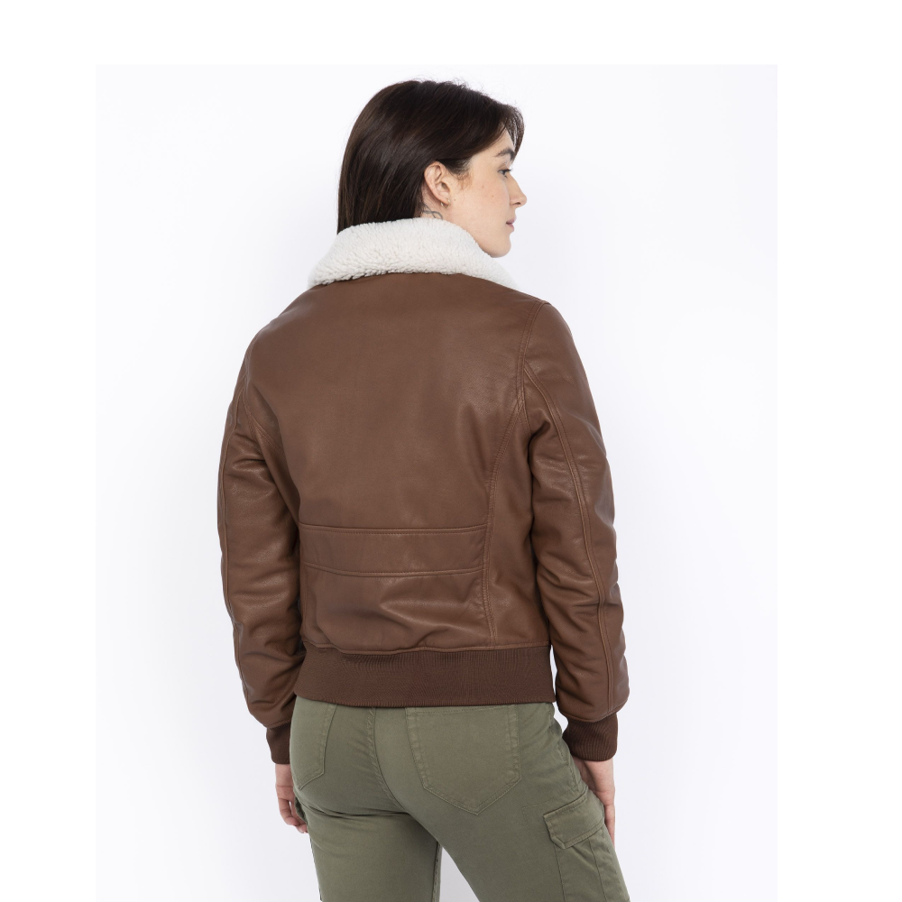 WOMEN's G-1 pilot jacket,BROWN  goat leather