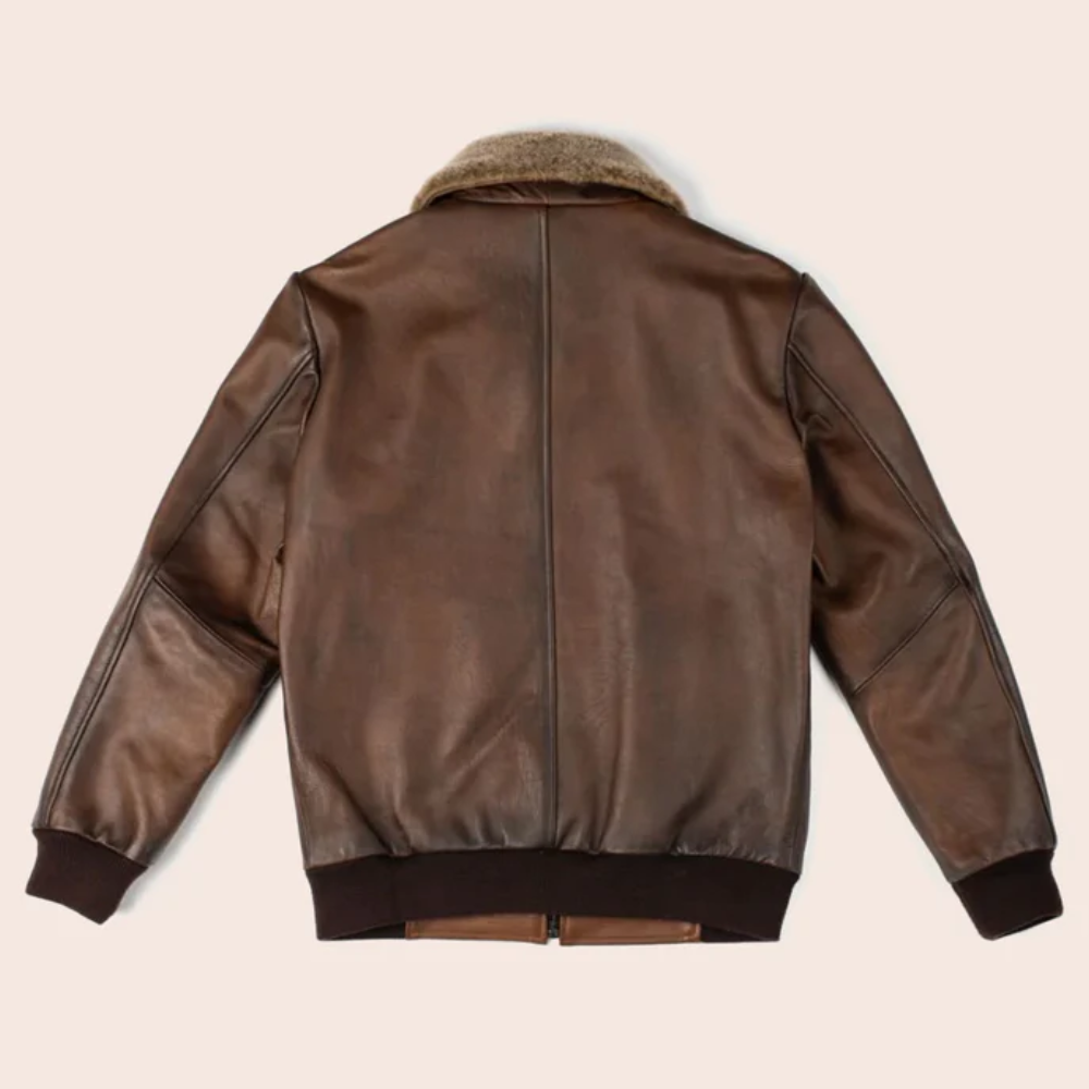 New Genuine Men Chocolate Brown Leather Bomber Jacket - bombersflight