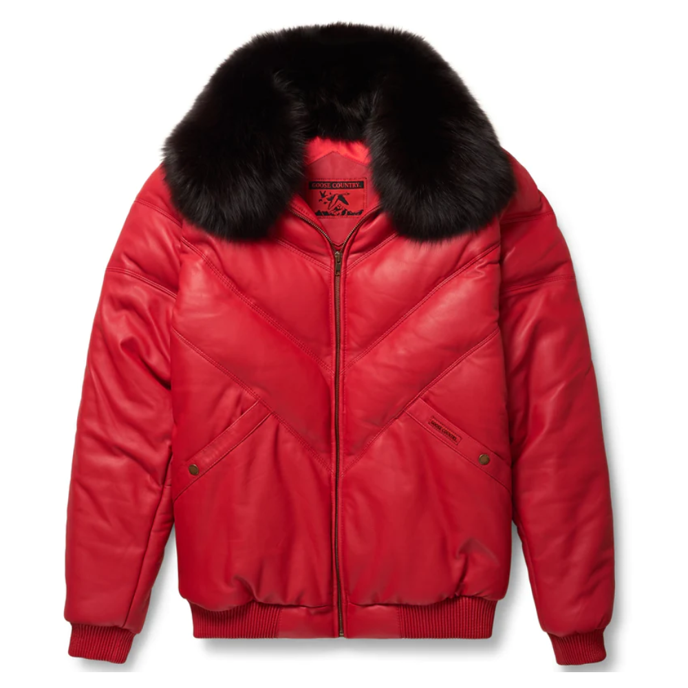 New Red Leather V-Bomber Jacket - bombersflight